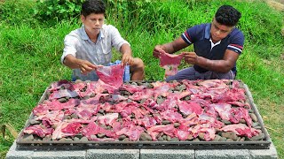 BEEF STEAK  Stone Beef Steak Recipe  Cooking Skills Village Food [upl. by Yajeet]