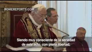 Resumen 2013 Febrero Benedicto renuncia [upl. by Nolur743]