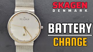 How To Change Battery SKAGEN Old Model Watch 355LGSC [upl. by Alekehs]