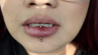 VERTICAL LABRET PIERCING HEALING UPDATE 3 DAYS LATER [upl. by Burrus]