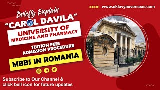 Carol Davila Medical University  Fees Admission Deadlines Indian Students  MBBS in Romania [upl. by Yrolg782]