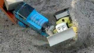 Thomas the Tank Engine Accidents Happen Thomas crashes into Byron in slow motion 300fps [upl. by Mil]