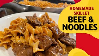 Beef and Noodles Recipe The BEST EVER Beef Noodle Skillet [upl. by Annaillil88]