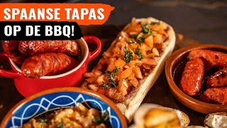 Spaanse Tapas op de BBQ Chorizo Bruschetta Gambas 🇪🇸 [upl. by Ecnarrat]