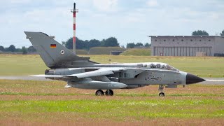 4K 2x Panavia Tornado ECR and IDS German Air Force departure at Schleswig Jagel Air Base ETNS [upl. by Adohr983]