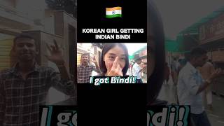 Korean girl getting bindi in Hindu temple india shorts [upl. by Teferi]