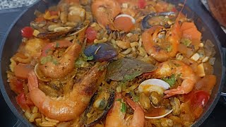 Fideuá de marisco a mi manera 🦞😍 fideua marisco comidacasera recetascaseras cocinayoutube [upl. by Efrem637]