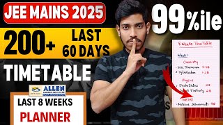 JEE 2025 Score 99ile in Next 60 Days🔥 8 Weeks TIME TABLE for JEE Mains 2025 JAN Attempt [upl. by Mushro]