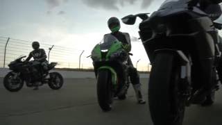 Kawasaki H2R vs H2 vs ZX10R Drag Race [upl. by Inimak]