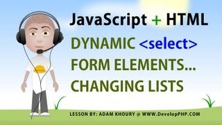 Javascript Form Select Change Options Tutorial Dynamic List Elements HTML5 [upl. by Bully]