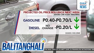 Projected oil price rollback next week based on 4day trading  Balitanghali [upl. by Arita]