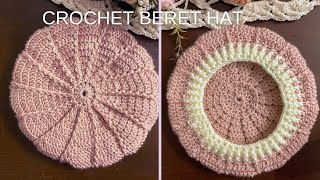 How to Crochet Beret Hat Tutorial Very Easy [upl. by Oiratnom526]