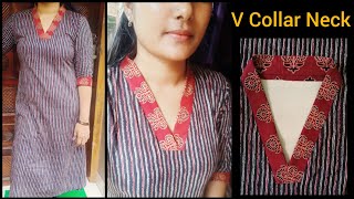 🥰V Collar Neck Cutting And Stitching Easy Method🥰 [upl. by Etteniuqna551]