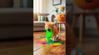 😱 The kitten Who Threw Up GREEN SLIME 🐱💚🤢 cattales cat catcartoon funny catcartoon catshorts [upl. by Gnal]