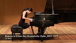 JS Bach  Ricercar a 3 from Das Musikalische Opfer The Musical Offering BWV 1079 피아니스트 곽지향 [upl. by Anaeerb]