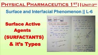 Surfactants  Types Of Surfactants  Physical Pharmaceutics  L6 Unit3  B pharmacy 3rd Sem [upl. by Haimehen]