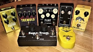 Optical Tremolo Shoot Out 1  Flint Joyo Tuna Melt Vertigo Voodoo Labs Tremulator SupaTrem [upl. by Manas]