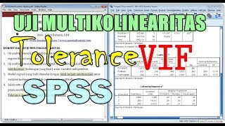 Cara Uji Multikolinearitas Tolerance dan VIF dengan SPSS UPDATE [upl. by Nemracledairam646]