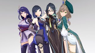 【Genshin Impact MMD】Raiden Ei × Xianyun x Yelan x Lisa【MIDAS TOUCH】 [upl. by Garihc582]