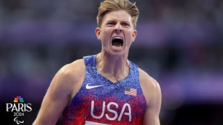 Hunter Woodhall becomes Paralympic champion with incredible 400m close for gold  NBC Sports [upl. by Dorrie986]