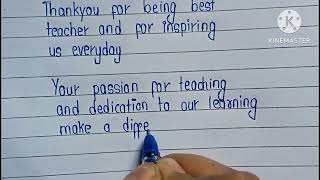 Teachers day letter writing  Teachers day card writing  How to write A letter for teachers day [upl. by Atikkin]