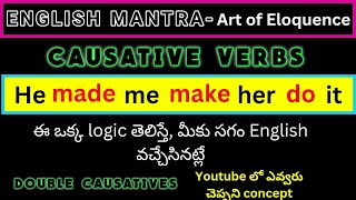 causative verbs  make had get to  spoken English in telugu  Free English coaching [upl. by Nelg]