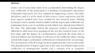 Model Order Selection From Noisy Polynomial Data Without Using Any Polynomial Coefficients [upl. by Anek]