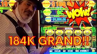 I cant Believe it I Won 184K GRAND 🤑Jackpot on a 12 Dollar Bet  High Limit Slot Play [upl. by Weibel]