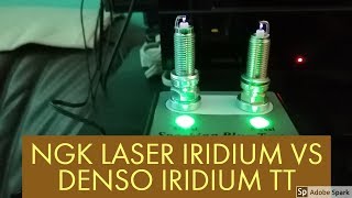 SPARK PLUG BATTLE NGK IR LASER IRIDIUM VS DENSO IRIDIUM TT [upl. by Nrek]