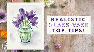 How to Paint Watercolour Crocuses in a Glass Vase [upl. by Noyes]