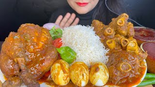 ASMR EATING MUTTON KEEMA CURRYSPICY WHOLE CHICKEN CURRYEXTRA GRAVYRICE AND SALAD FOOD VIDEO [upl. by Xxam]