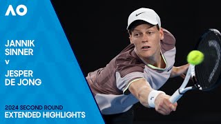 Jannik Sinner v Jesper De Jong Extended Highlights  Australian Open 2024 Second Round [upl. by Nyrhtac]