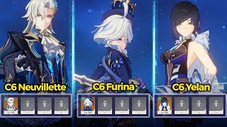 C6 Neuvillette VS C6 Furina VS C6 Yelan  SOLO Abyss Attempt [upl. by Demetris]