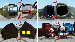 EVERYTHING TURNED INTO MONSTERS BUS EATER THE BLOOP HOUSE HEAD VS ALL TREVOR HENDERSON In GMOD [upl. by Ididn362]