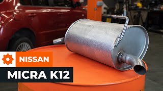 How to change muffler on NISSAN MICRA K12 TUTORIAL AUTODOC [upl. by Mezoff]