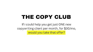 My New Copywriting Club is LIVE [upl. by Hgielrebma]