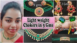 Light Weight Gold Jewellery  Gold Chokers in 4 Grams  Earrings under 2 Grams  Telugu Vlogs [upl. by Ahar]