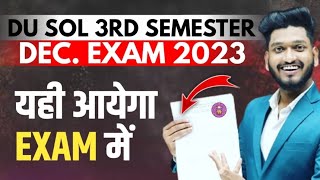 DU SOL Exam 2023 Semester 3rd Important Questions with Answer  Syllabus  Notes  Classes  Books [upl. by Lezirg67]