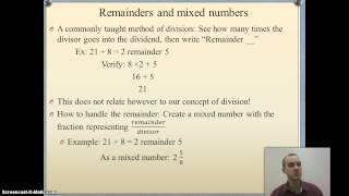 Ch 62 Division Fractions and Remainders [upl. by Anirdnajela]