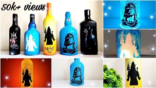 Mahashivratri Special  DIY Bottle Art  How to Draw amp Paint Lord Shiva  Bottle Lamp  Kashmira Art [upl. by Cale32]