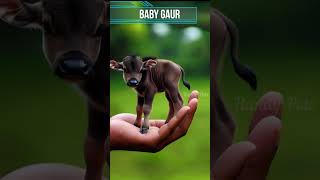 Baby Gaur 🐄 Stands On Mans Hand shorts short shortvideo ytshorts handypets [upl. by Sokin]