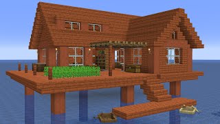 Minecraft  How to build an Acacia Survival Base House on Water [upl. by Aynav]