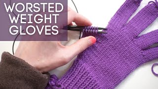 Worsted Weight Gloves  StepByStep Knitting Tutorial  Knitting House Square [upl. by Llovera990]