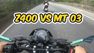 KAWASAKI Z400 VS MT 03 QUEM LEVA [upl. by Michelsen]