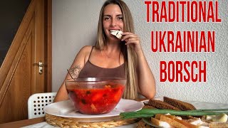 How to Cook Ukrainian Borsch l Traditional Tomato Soup Recipe [upl. by Keyte]