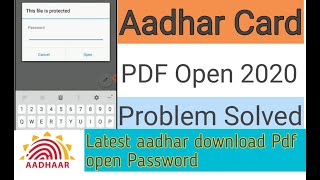 aadhar card password to open pdf 2020 [upl. by Nicolau774]