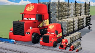 Big amp Small Mack Truck with High Trailer with Logs vs Train Thomas in BeamNGDrive [upl. by Tocs]