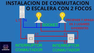 Cómo conectar interruptores de conmutación o circuito escalera  Guía completa de conexión [upl. by Fiester]