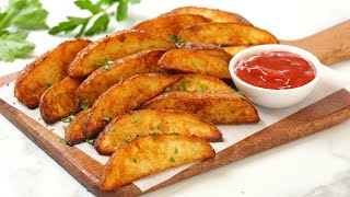 Crispy Potato Wedges  Perfect Oven Baked Snack Side or Appetizer [upl. by Nnarefinnej]