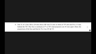 End A of a line AB is 20 mm above HP and 35 mm in front of VP and end B is 15 mm behind the VP The [upl. by Nylarat]